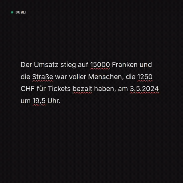 SUBLI Rechtschreibkorrektur in Action